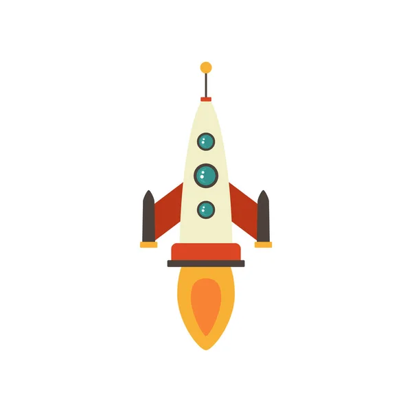 Cartoon Rocket Space Ship Take Isolated Illustration Simple Retro Spaceship — Stock Photo, Image