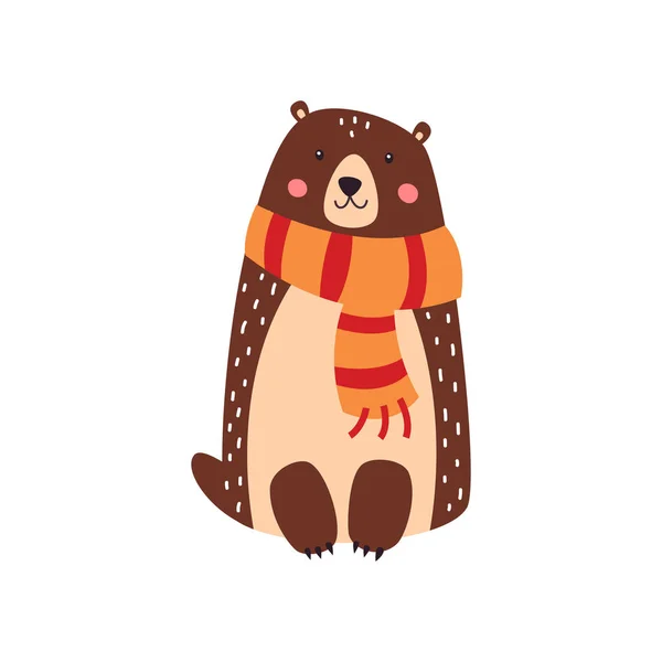 Carino orso bruno su uno sfondo bianco isolato, illustrazione vettoriale — Vettoriale Stock