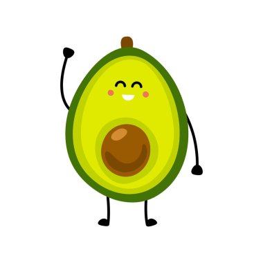 Avokado ikonu. Beyaz arkaplanda izole edilmiş avokado vektör simgesinin düz çizimi.
