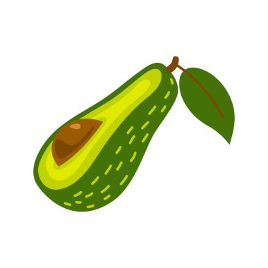 Avokado ikonu. Beyaz arkaplanda izole edilmiş avokado vektör simgesinin düz çizimi.