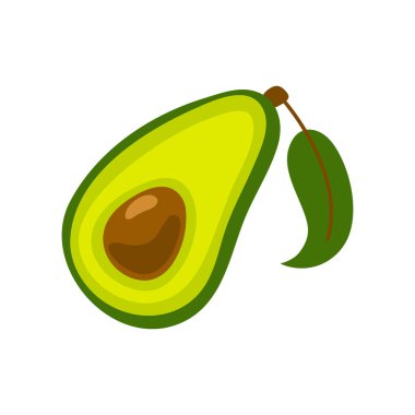 Avokado ikonu. Beyaz arkaplanda izole edilmiş avokado vektör simgesinin düz çizimi.