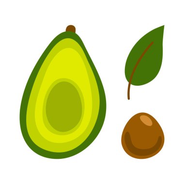 Avokado ikonu. Beyaz arkaplanda izole edilmiş avokado vektör simgesinin düz çizimi.