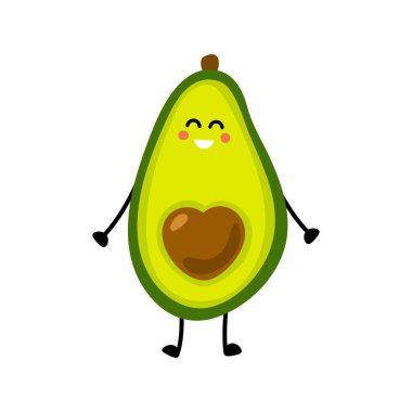 Avokado ikonu. Beyaz arkaplanda izole edilmiş avokado vektör simgesinin düz çizimi.