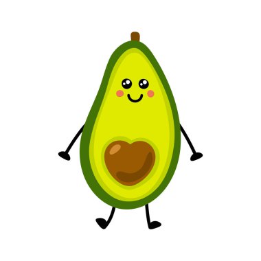 Avokado ikonu. Beyaz arkaplanda izole edilmiş avokado vektör simgesinin düz çizimi.