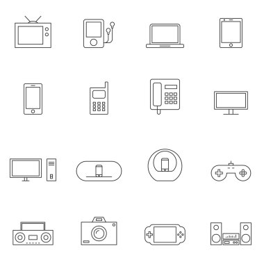 İzole üzerinde beyaz arka plan anahat aygıt simgesini ayarla