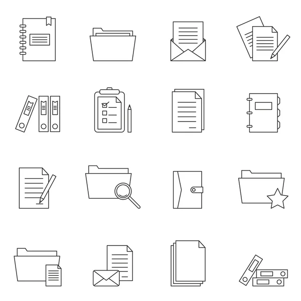 Beyaz arka plan üzerinde izole anahat belge notlar Icon set