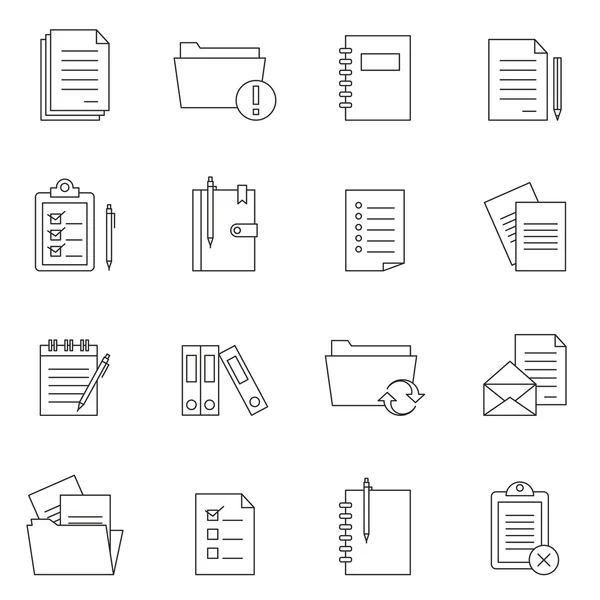 Beyaz arka plan üzerinde izole anahat belge notlar Icon set