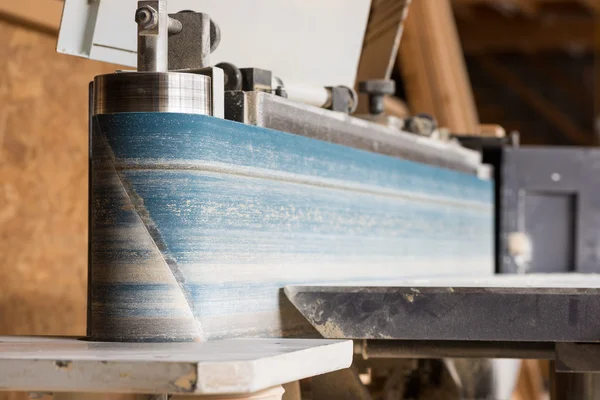 Fixed vertical electric belt sander of carpenter in hall — Stock Image Fixed vertical electric belt sander of carpenter in hall Royalty Free Stock Images