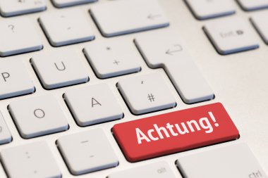 bilgisayar klavye kırmızı anahtar kelime achtung ile