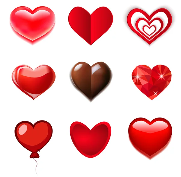 Czerwone, szkło, czekoladowe serca — Wektor stockowy