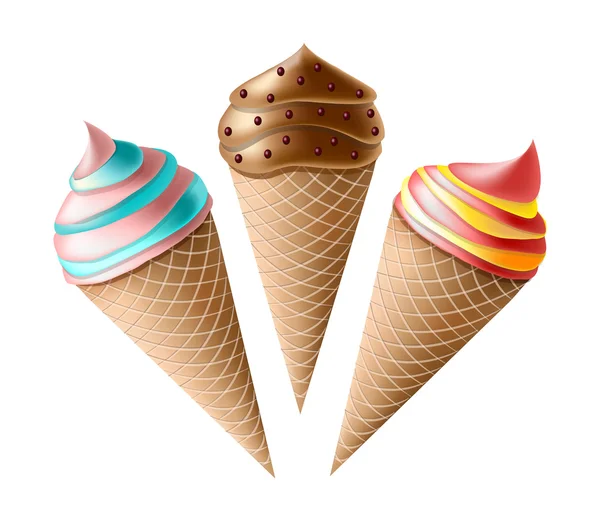 Three ice creams — Stock Vector