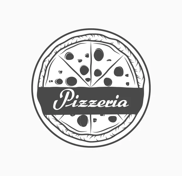 Etichetta pizza su bianco . — Vettoriale Stock