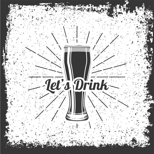 Let 's Drink - Glass of Beer . — стоковый вектор