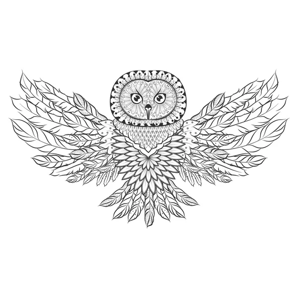 Zentangle богато сова. — стоковый вектор
