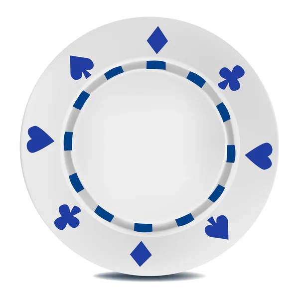 Fichas de póquer branco. Isolado em fundo branco. Vetor Illustra — Vetor de Stock