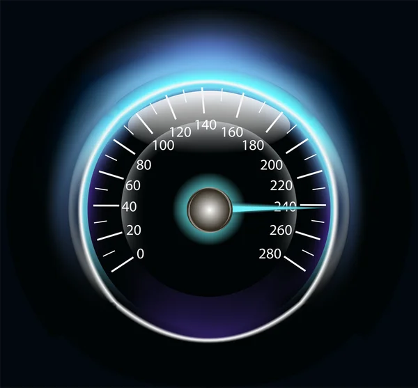 Speedometer on black background — Stock Vector