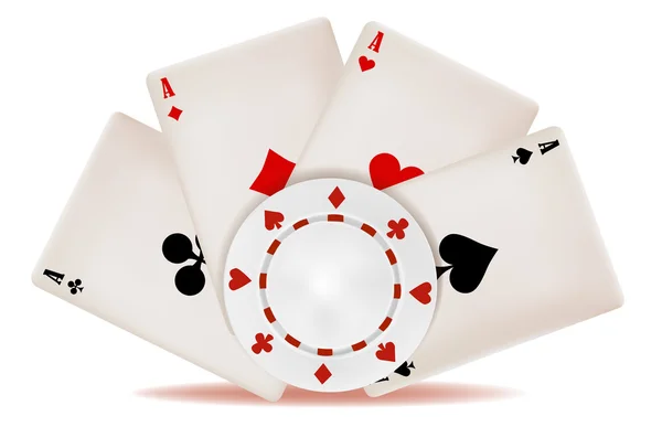 O cartão de poker e chip — Vetor de Stock
