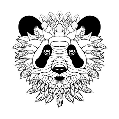 Zentangle süslü Panda. Dövme kroki