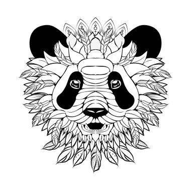 Zentangle Ornate Panda. Tattoo sketch clipart