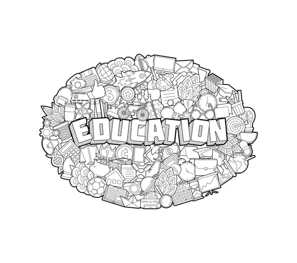 Education - Hand Lettering and Doodles Elements Sketch (en inglés). Vector i — Vector de stock