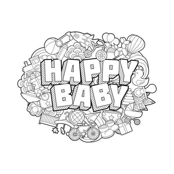 Bebê feliz - Lettering mão — Vetor de Stock