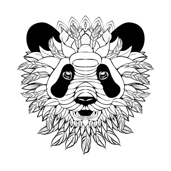 Zentangle kwiecisty Panda. Szkic tatuaż — Wektor stockowy