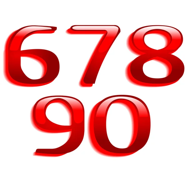 Alfabetet nummer glas röd färg polygon stylad. — Stock vektor