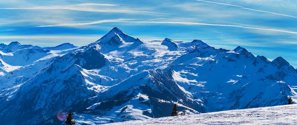 Vue Sur Les Montagnes Enneigées Domaine Skiable Schmitten Zell See — Photo