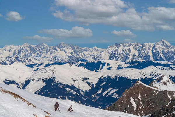 Kilátás Hófödte Hegyekre Ausztriai Kitzsteinhorn Kaprunból — Stock Fotó