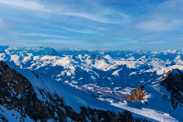 Utsikt Över Snötäckta Bergen Från Kitzsteinhorn Kaprun Österrike — Stockfoto