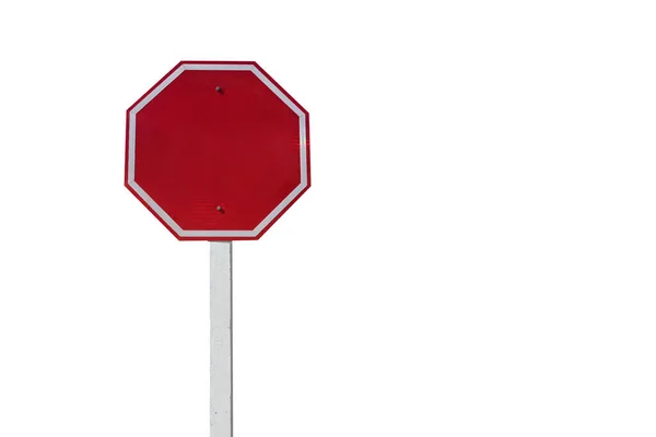 Изолированный Красный Красный Дорожный Знак Полюсе Вырезкой Путей — стоковое фото