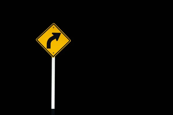 Warning Sign Right Curve Means Way Ahead Left Curve Clipping — Stock Photo, Image