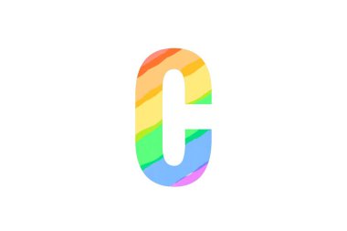 Gökkuşağı renklerinde İngilizce alfabeler.