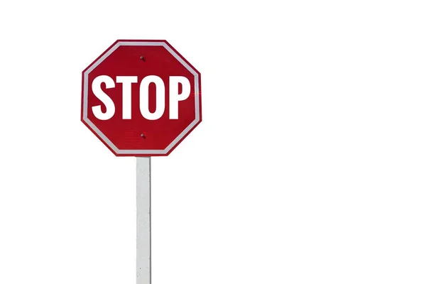 Verkehrszeichen Isoliertes Stop Schild Mast Mit Clipping Pfaden — Stockfoto
