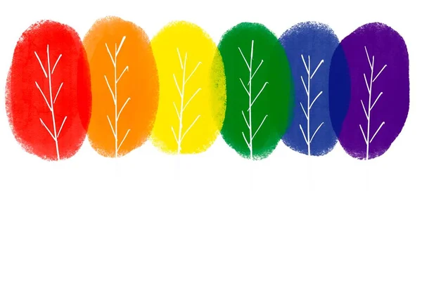 Drawing Leaves Rainbow Colors — Stock Photo, Image