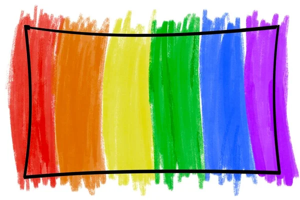 Drawing Rainbow Flag Black Frame Concept Celebration Pride Month Lgbtqai — Stock Photo, Image