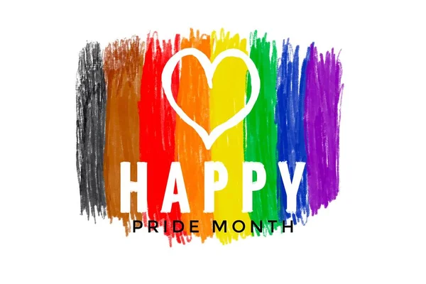 虹色のハートを文字で描く Happy Pride Month Concept Lgbtqai 2018年6月25日世界中で開催されるLgbtqai — ストック写真
