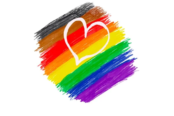 Drawing Hearts Rainbow Colors Concept Lgbtqai Celebrations Pride Month World — Stock Photo, Image