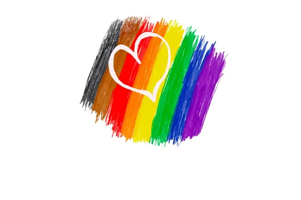 Drawing Hearts Rainbow Colors Concept Lgbtqai Celebrations Pride Month World — Stock Photo, Image