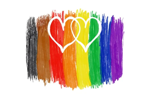 Drawing Hearts Rainbow Colors Concept Lgbtqai Celebrations Pride Month World — Stock Photo, Image