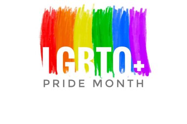 Gökkuşağı renklerinin 'LGBTQ + Gurur Ayı' ile çizimi, gurur ayında LGBTQ + topluluk kavramı.