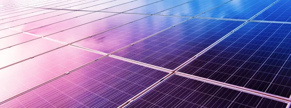 Primo Piano Pannelli Fotovoltaici Installati Sul Tetto Dell Edificio Concetto — Foto Stock