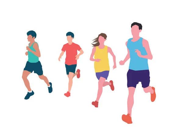 Runner Running Together Illustratie Grafische Vector — Stockvector