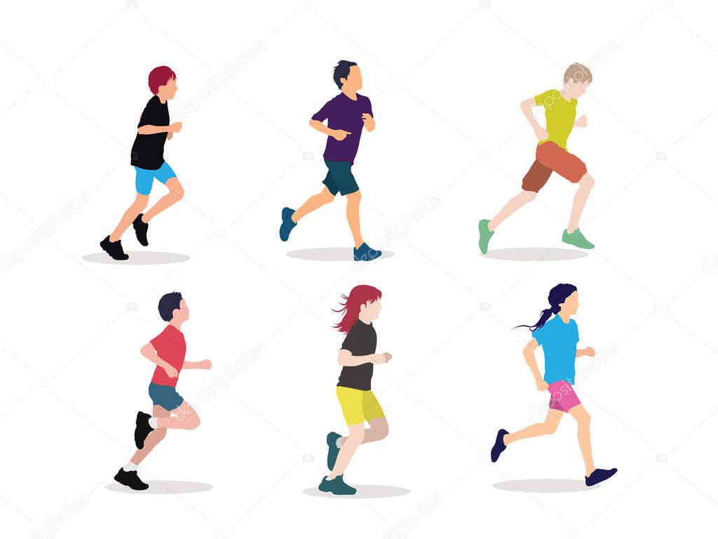 Run set of running group on illustration graphic vector