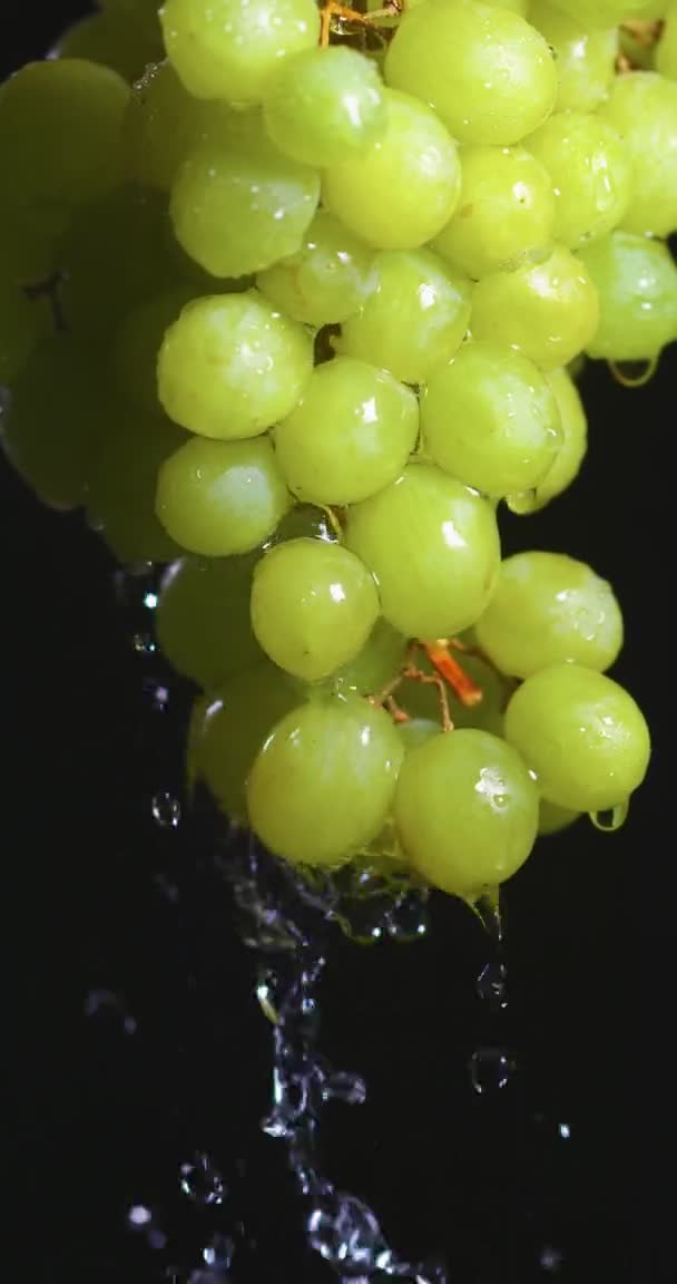 Vidéo verticale. Jus de raisin naturel coulant de raisin vigne, vitamines de fruits. Concept de saine alimentation — Video