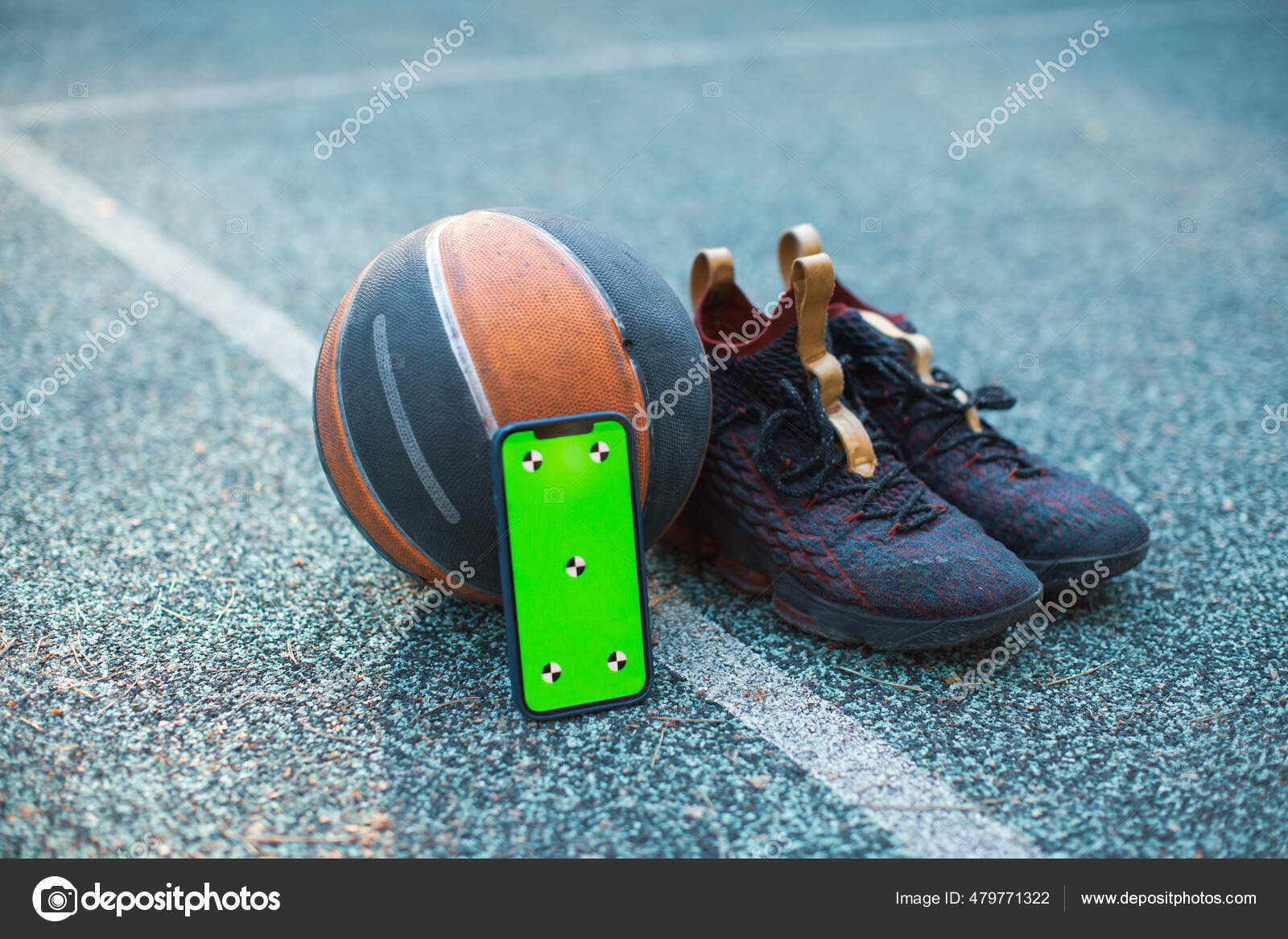 Download Green Screen Phone Mock Up With Tracking Markers Basketball Ball Sports Shoes For Training Chroma Key Copy Space Royalty Free Photo Stock Image By C Georgeeb22 479771322