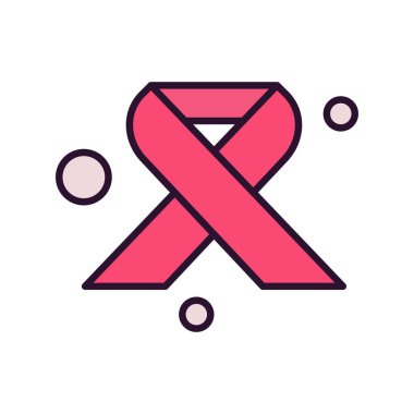 Web için sembolik kanser kurdelesi Ico Vektör illüstrasyonu 