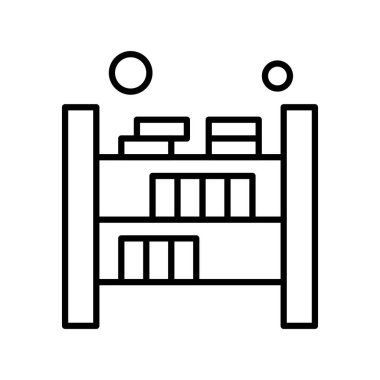 Vektör Kitaplığı simgesi, vektör, illüstrasyon, ev ve yaşam konsepti