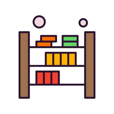 Vektör Kitaplığı simgesi, vektör, illüstrasyon, ev ve yaşam konsepti