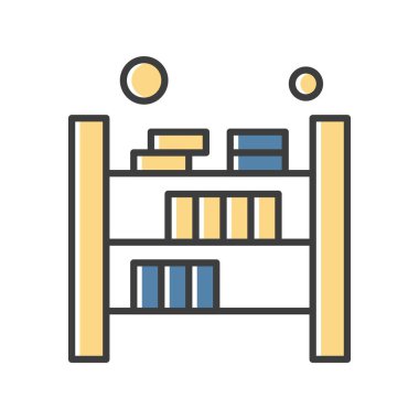 Vektör Kitaplığı simgesi, vektör, illüstrasyon, ev ve yaşam konsepti